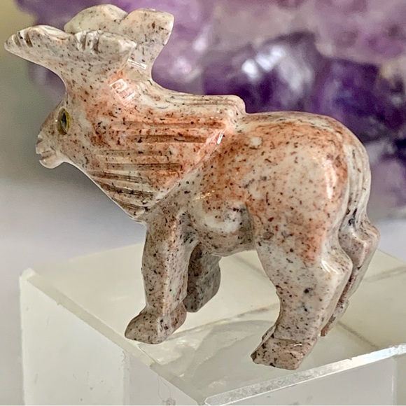 MOOSE Soapstone Figurine MINI Carved Stone Healing Crystal Animal Carving 1.5" - Picture 8 of 10